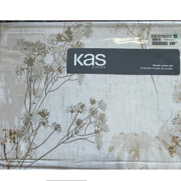 Kas King Floral Duvet Cover Set Cotton 3 Piece Embroidered Cream Green Pink - Picture 4 of 8